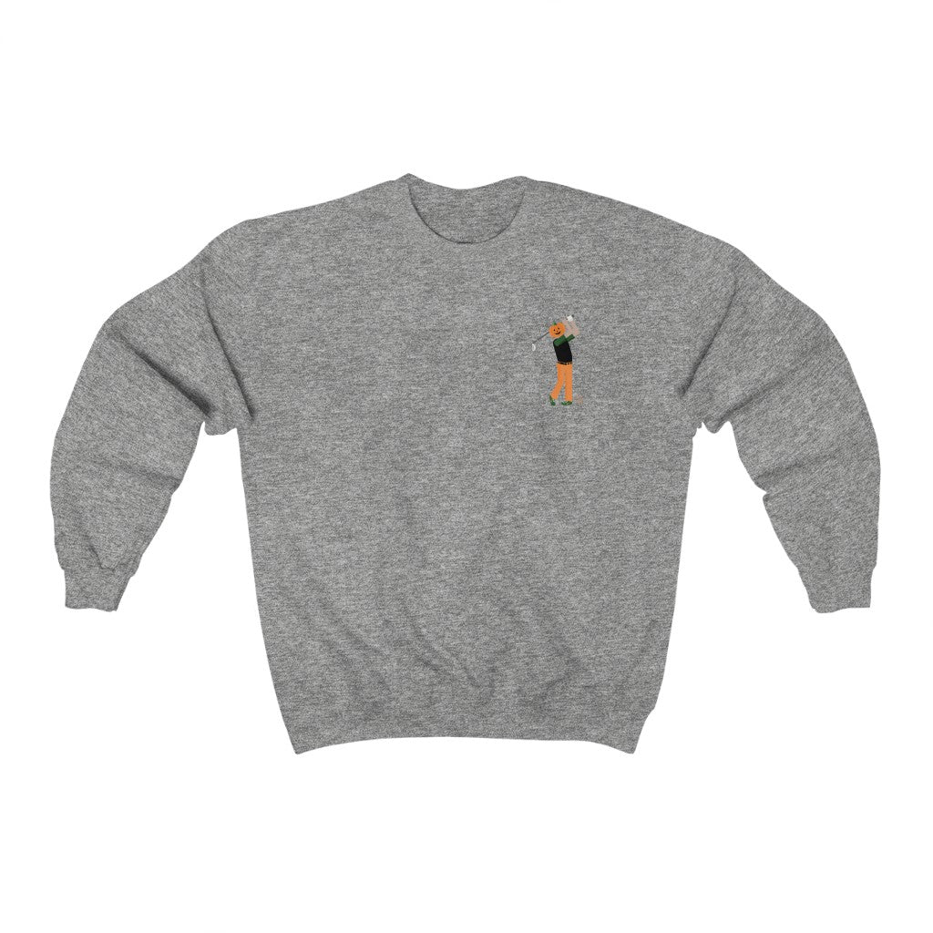 Golfer Pumpkin Head Crewneck Sweatshirt