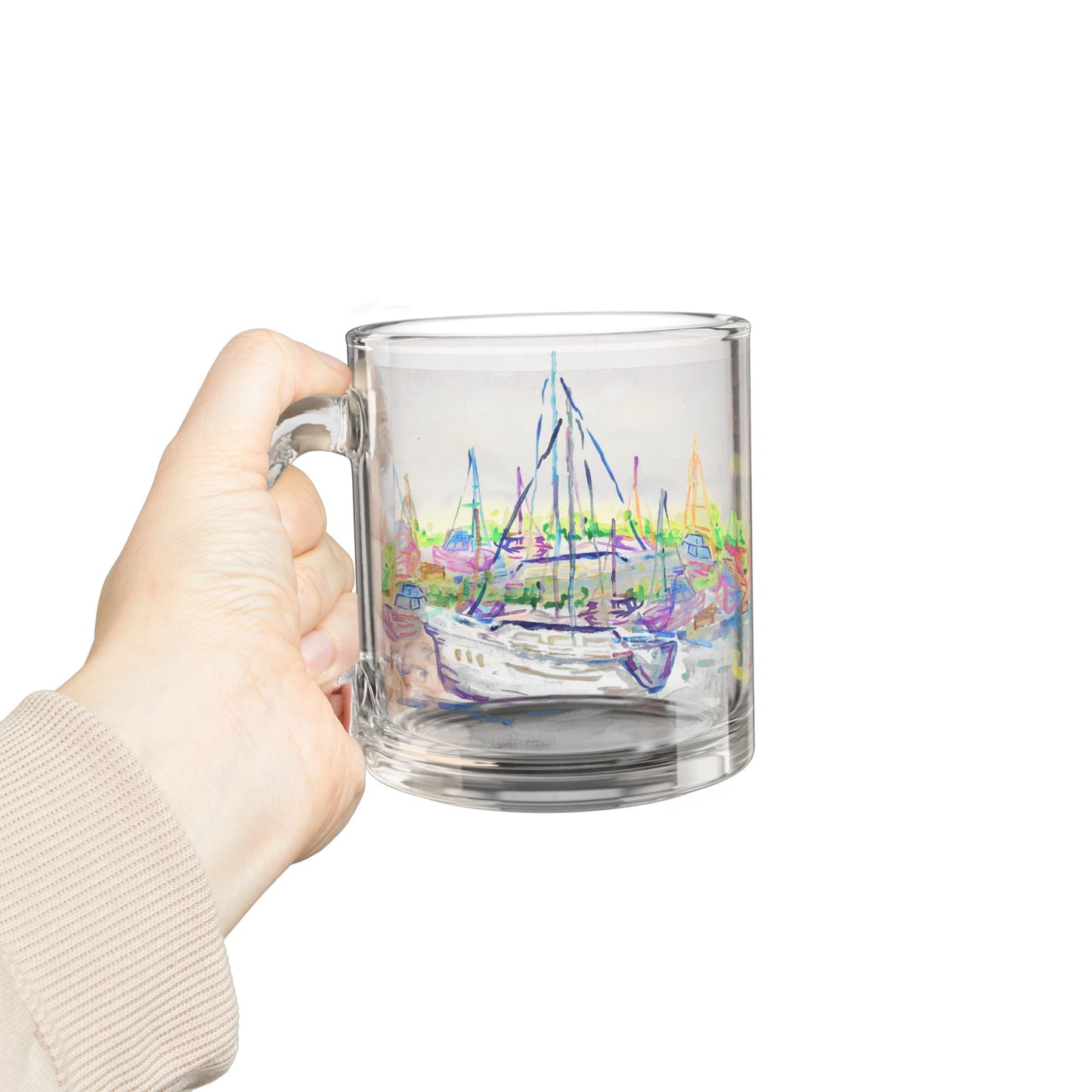 “Sailing By” Glass Mug