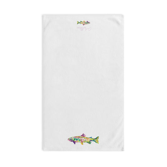 Pink Upstream Fish Hand Towel