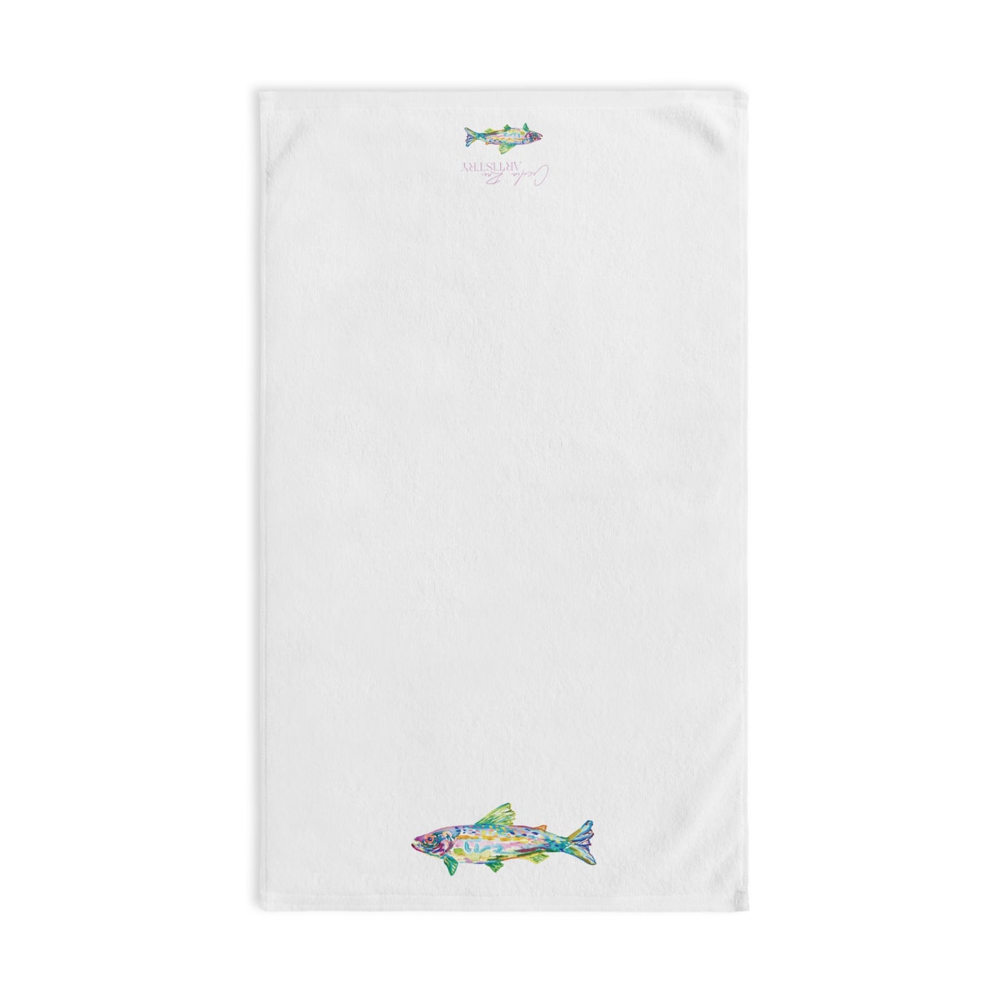 Green Upstream Fish Hand Towel