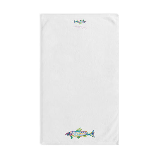 Green Upstream Fish Hand Towel