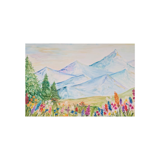“Flower Valley” Watercolor Mountain Print