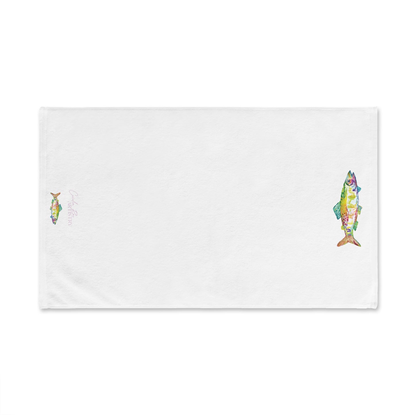 Teal Upstream Fish Hand Towel