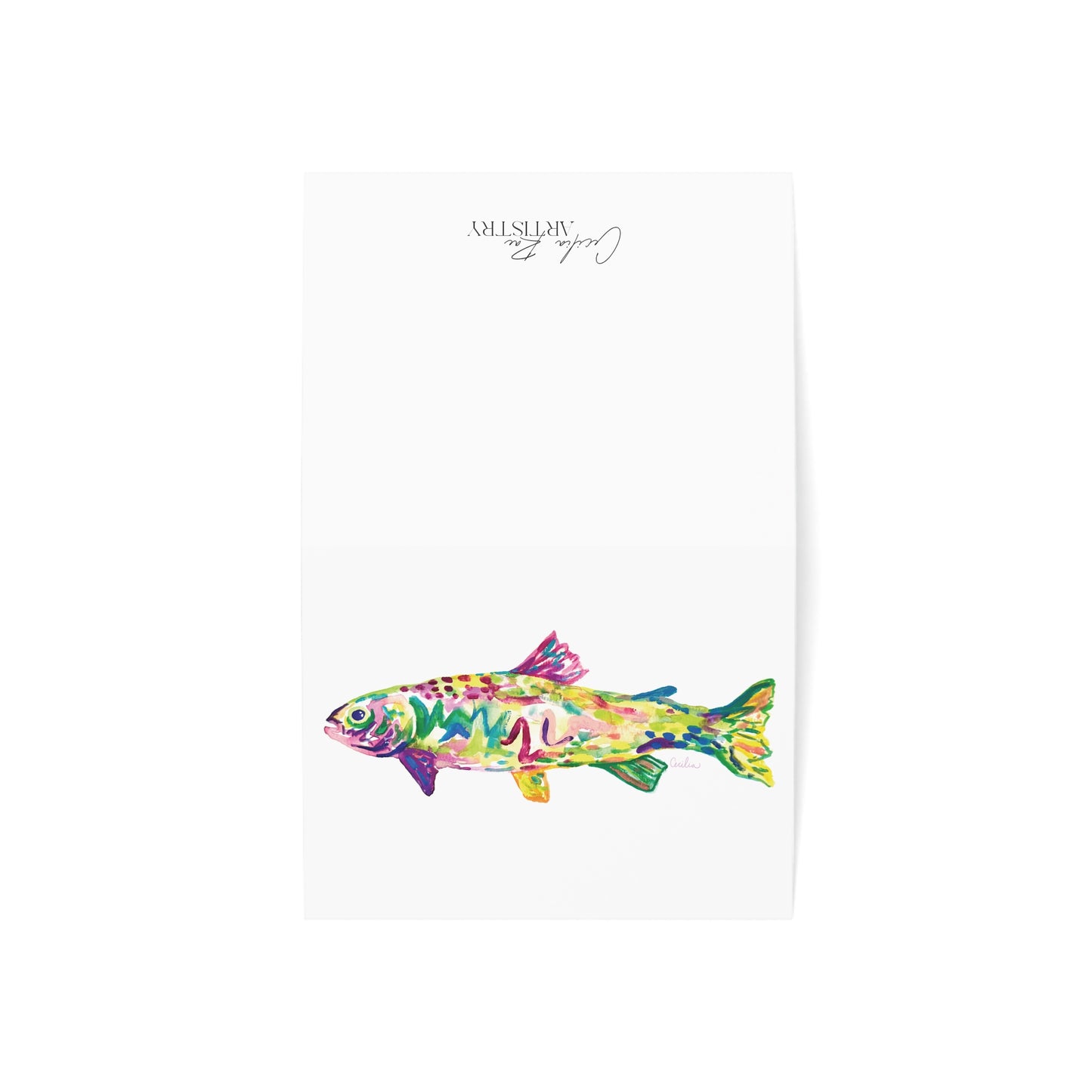 Pink Fin Greeting Cards