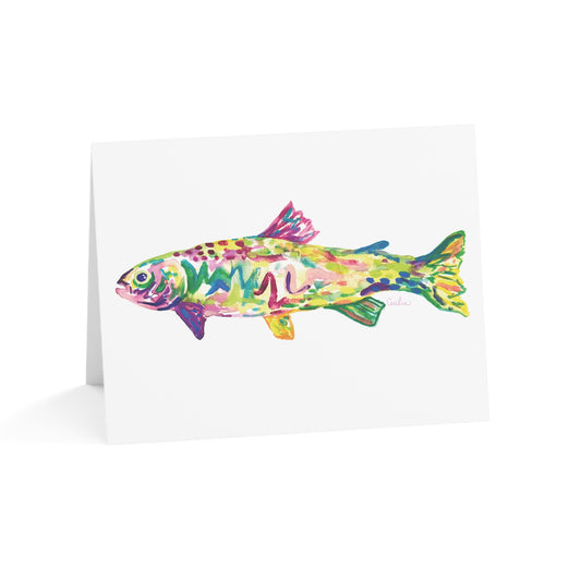 Pink Fin Greeting Cards
