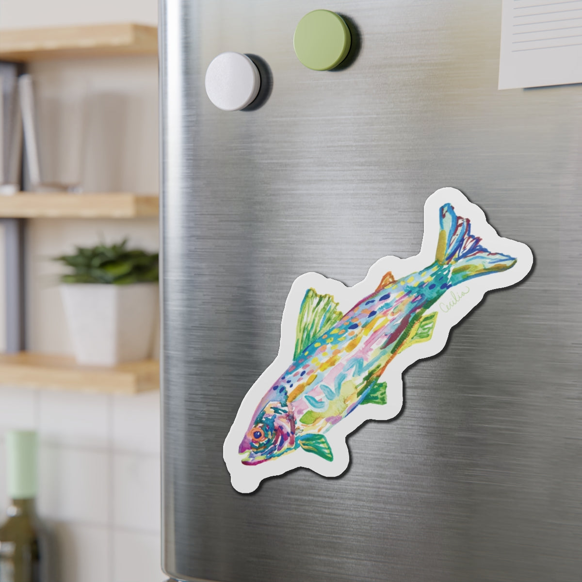 Green Fin Fish Magnet